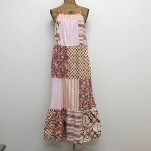 Universal Thread Pink and Brown Patchwork Maxi Dress